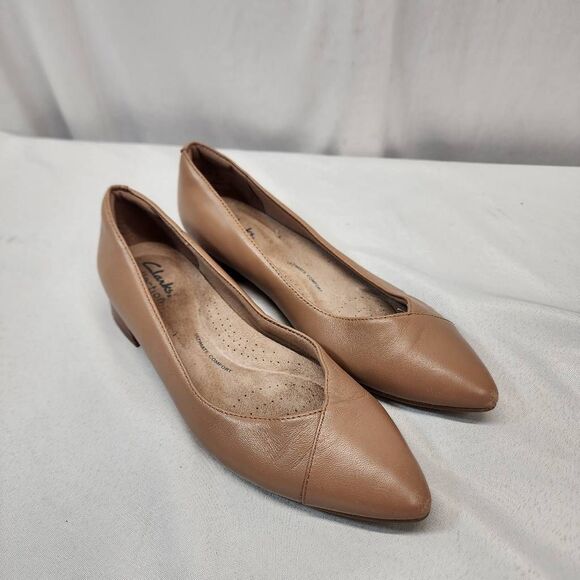 Clarks Women's Collection Size 6 Natalyn Wish Shoes Warm Beige Leather Flats Sho - Picture 1 of 9